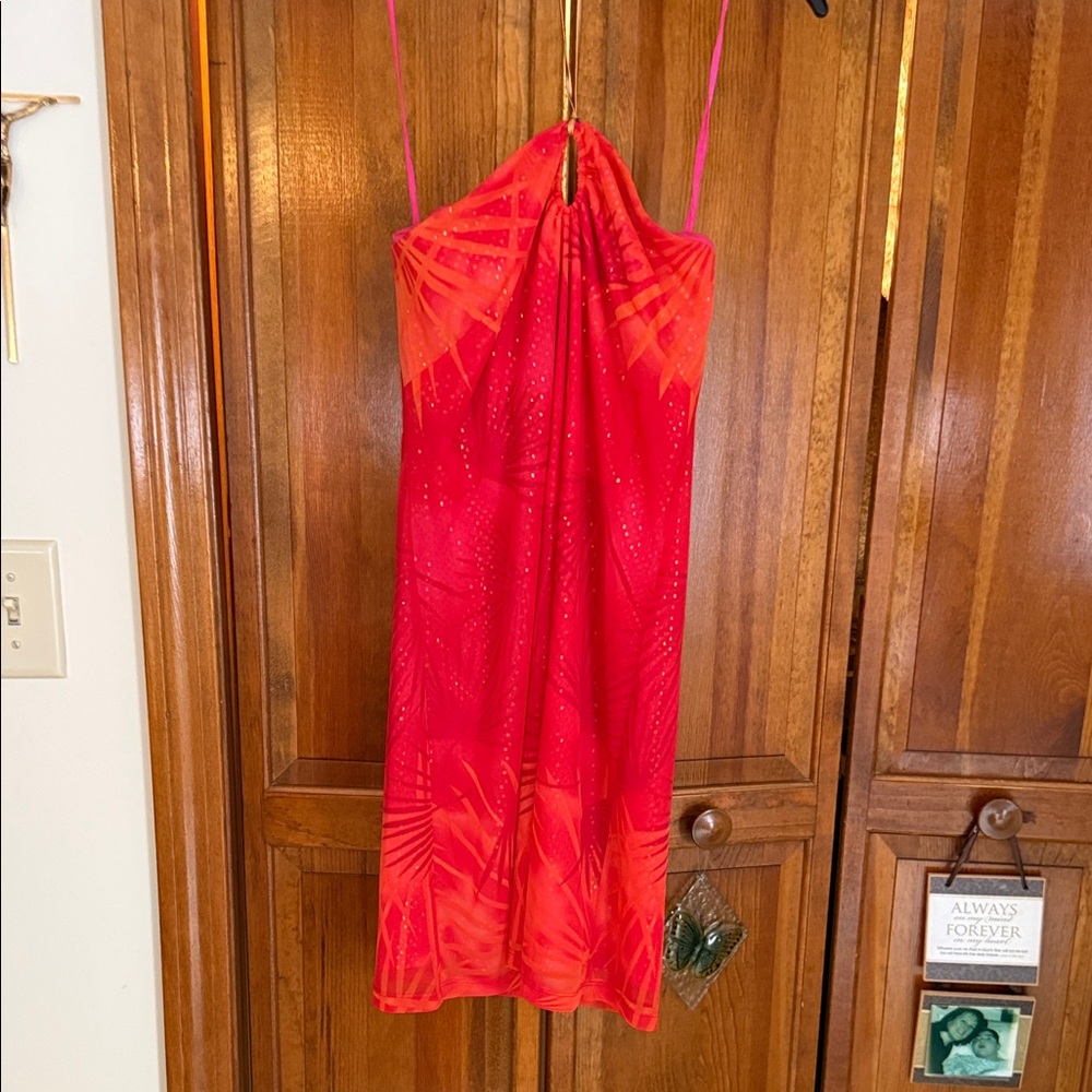 Vibrant Red Halter Dress